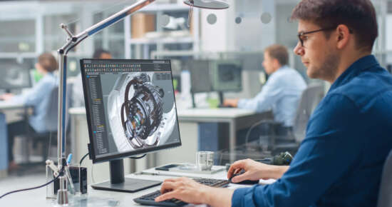 Konstrukteur bei der Arbeit mit einer CAD-Software